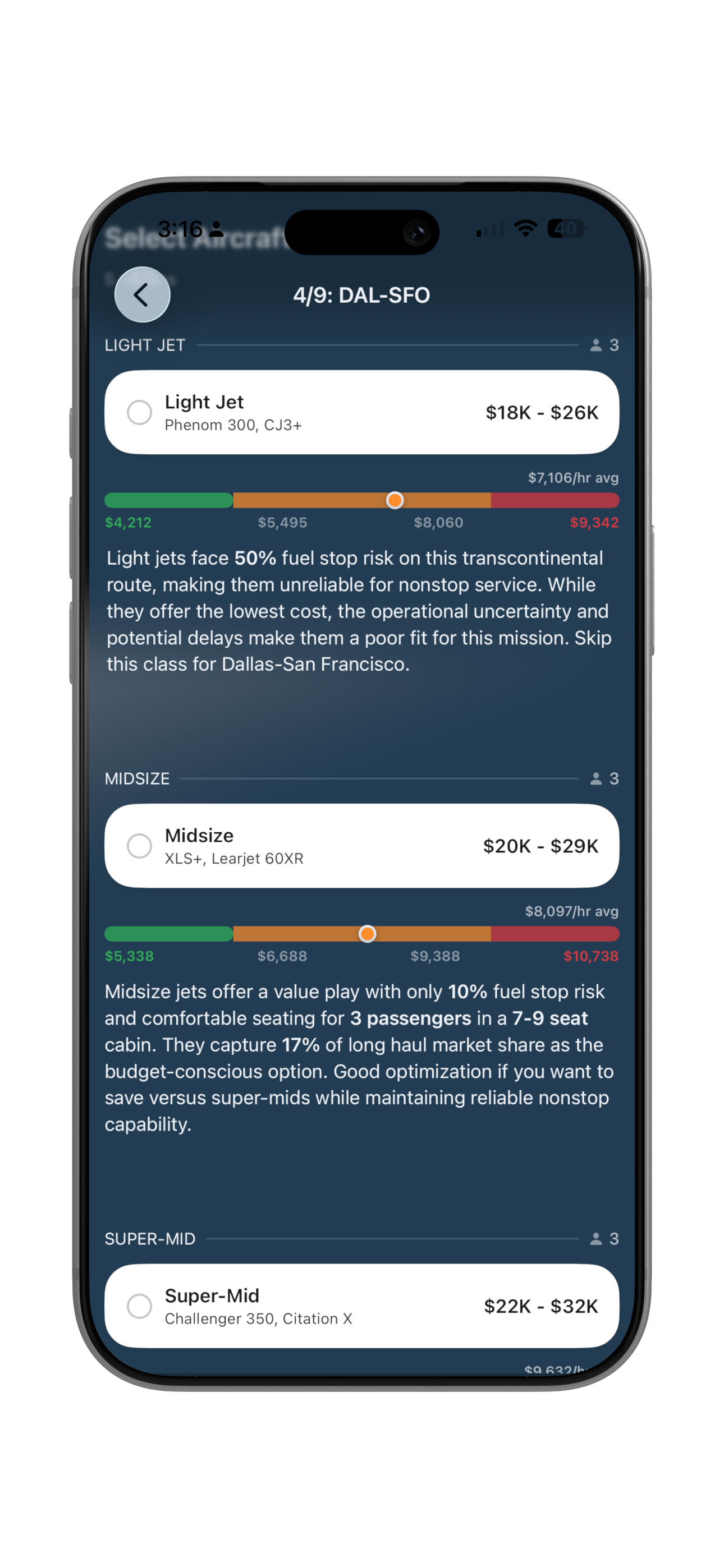 AI-powered route assessment with trip efficiency and market pricing analysis